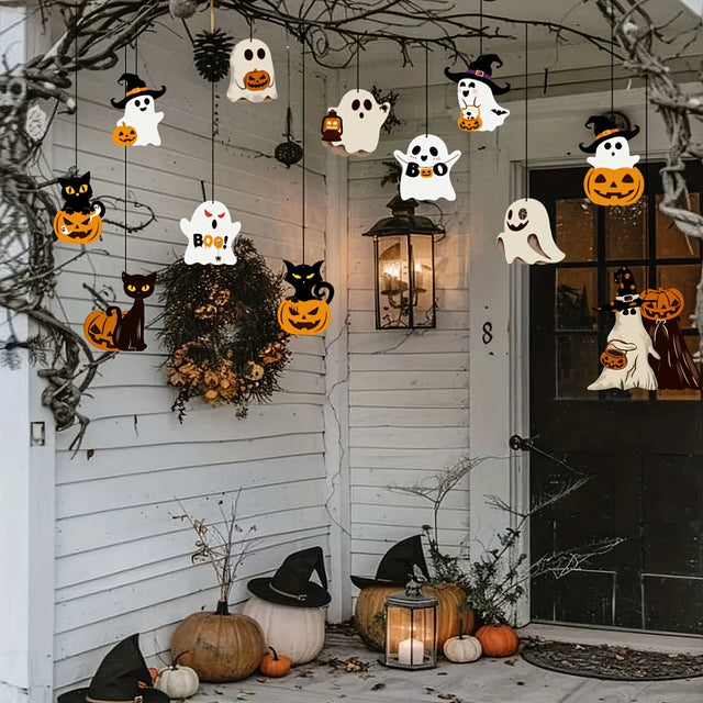Paper Ghost Halloween Decorations — 12 Pack